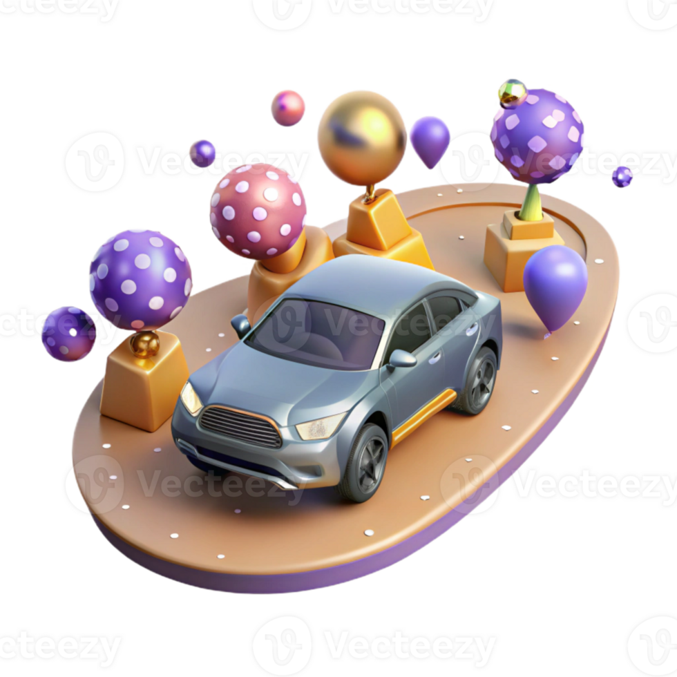 magnificent minimalist Car Driving on Road Isolated for Automotive Projects exclusive png