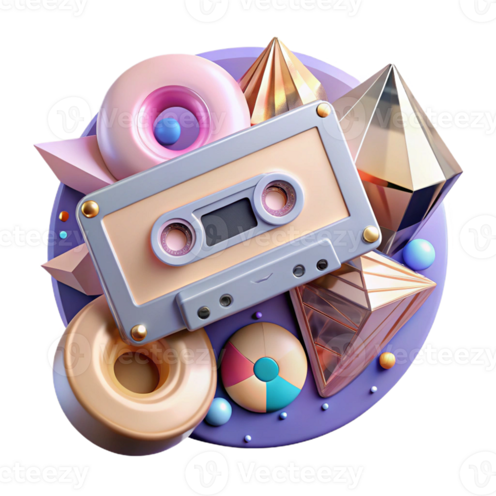serene creative Cassette Tape and Vinyl Record Cutout authentic png