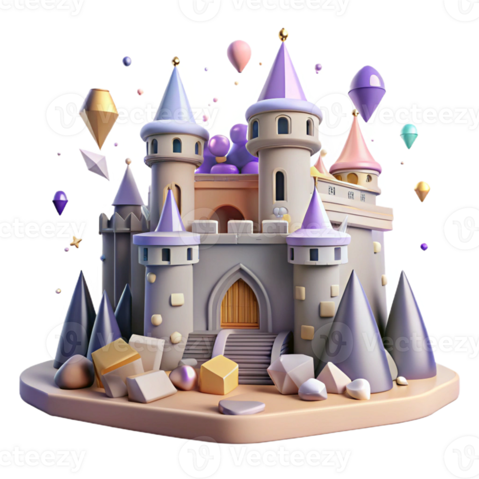 extraordinary rustic Castle Fortress Medieval Architecture Isolated high quality png