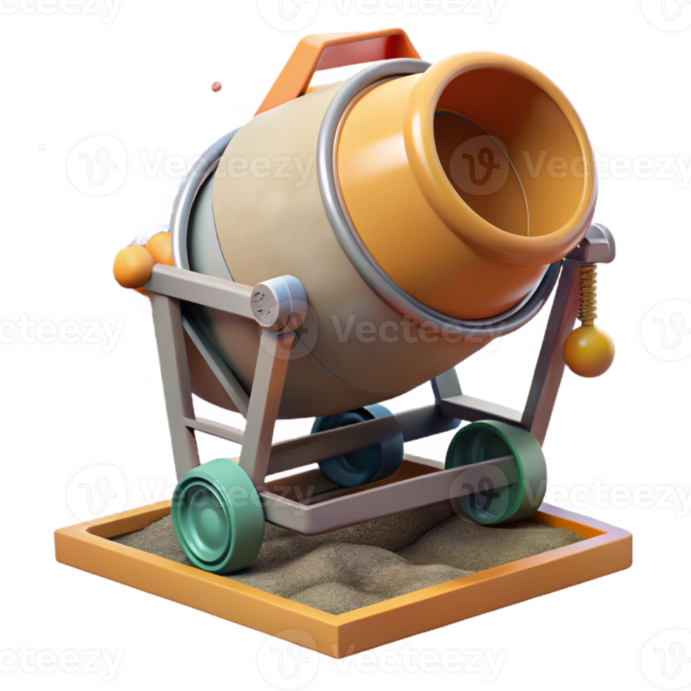 beautiful vintage Cement Mixer Pouring Concrete Driveway Isolated high resolution png