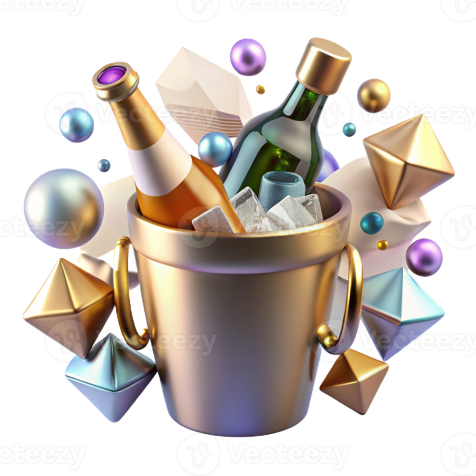 impressive vintage Champagne Bucket Ice Chilled Bottles Cutout premium png