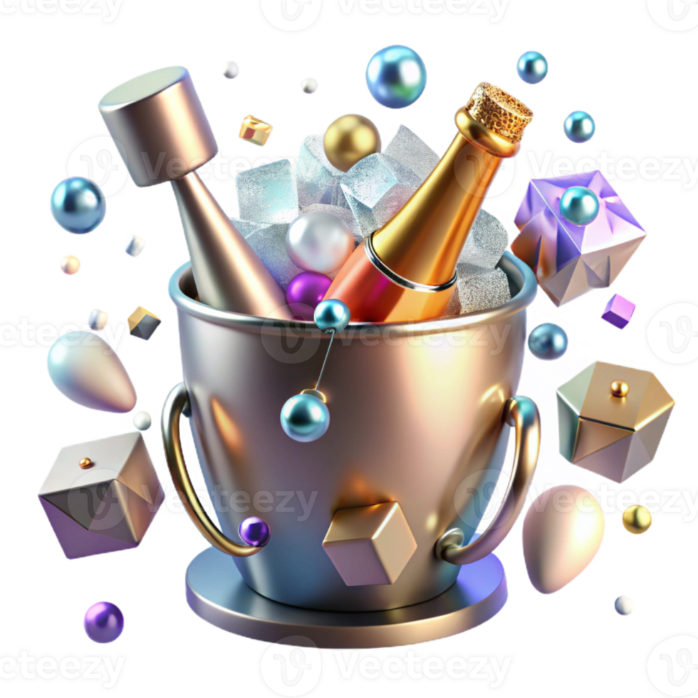 serene traditional Champagne Bucket Ice Chilled Bottles Cutout exclusive png