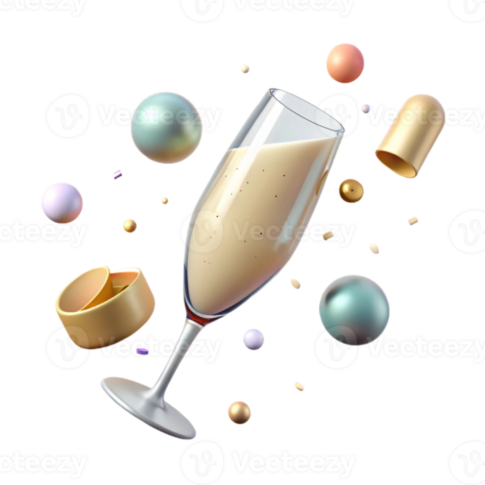 serene artistic Champagne Flute Isolated for Celebration Menu premium png