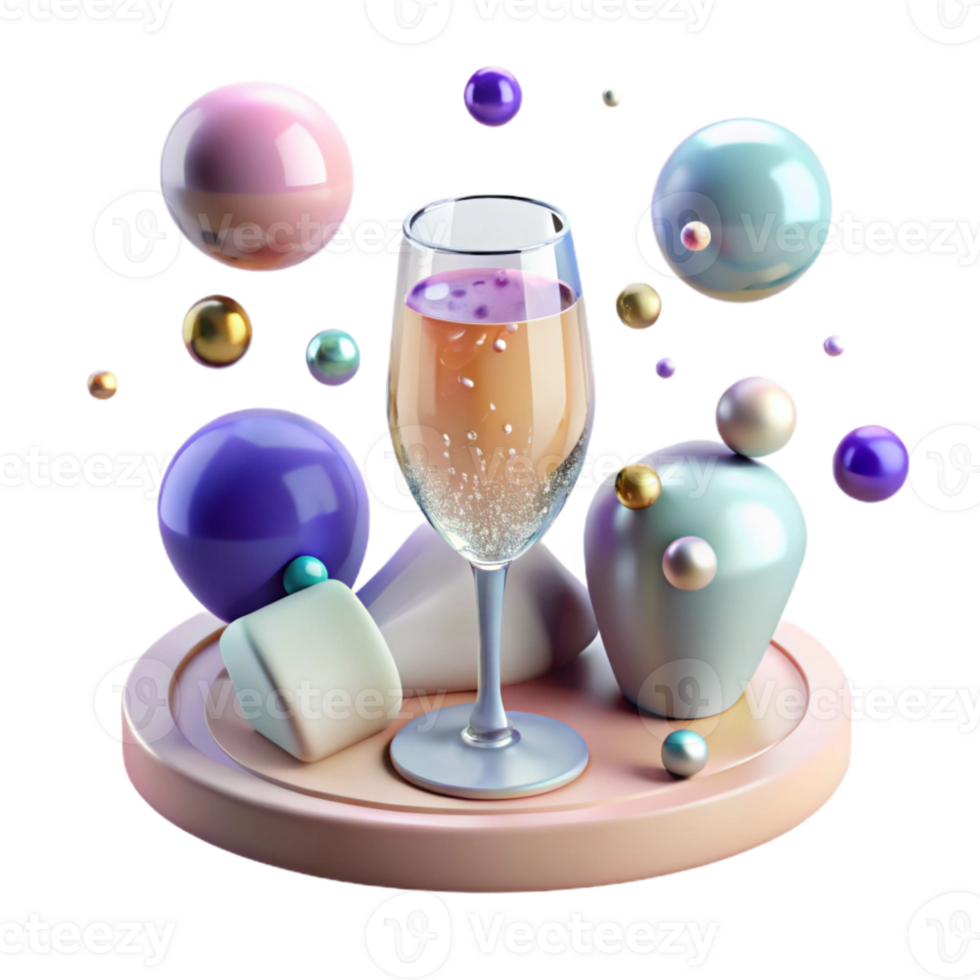 extraordinary modern Champagne Flute Cutout Filled with Bubbles for Toasts detailed png