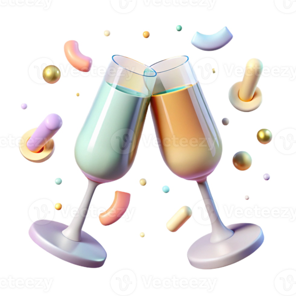 magnificent artistic Champagne Glasses Wedding Toast Transparent for Celebration Graphics genuine png