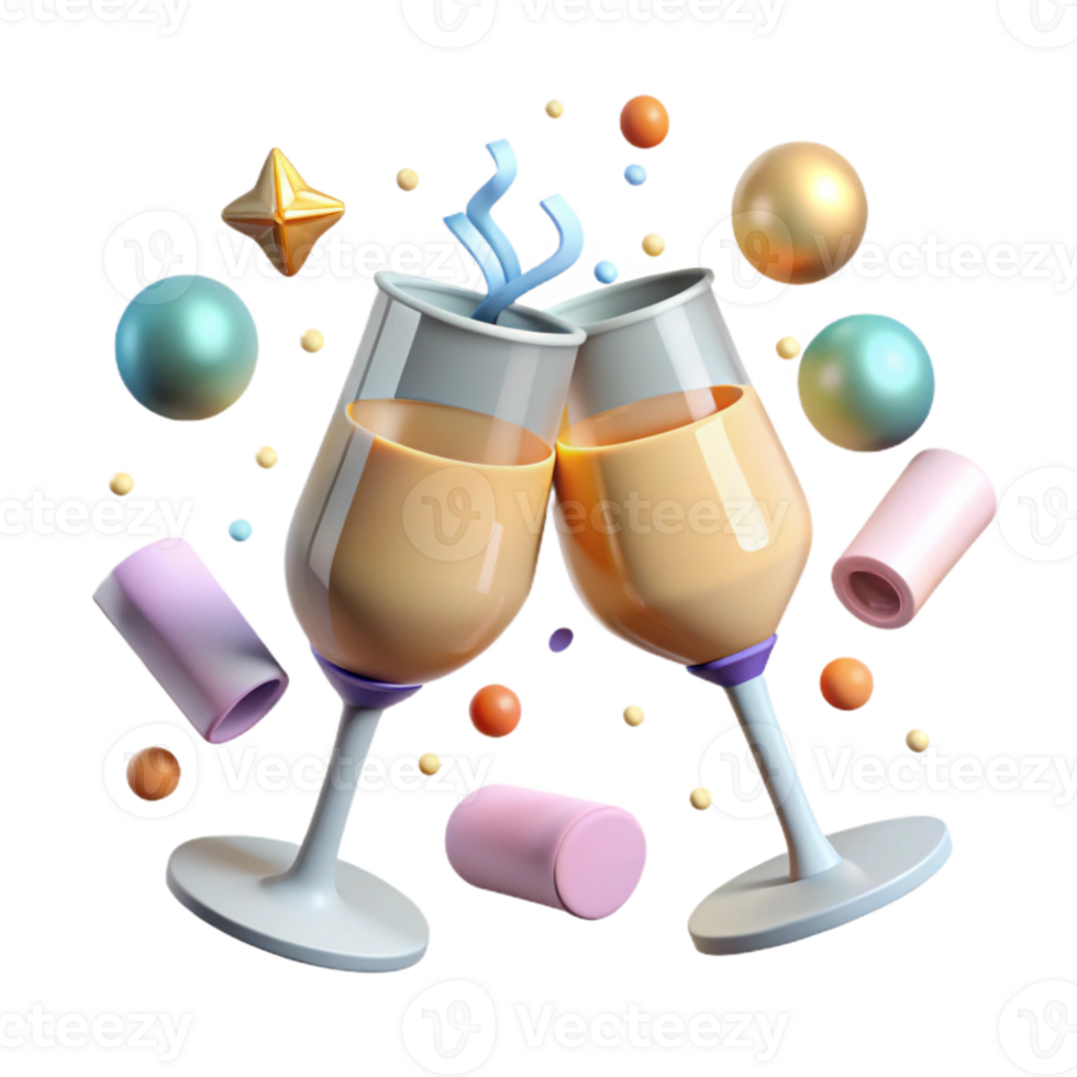 magnificent rustic Champagne Glass Toast Cutout with Two Glasses Clinking professional png