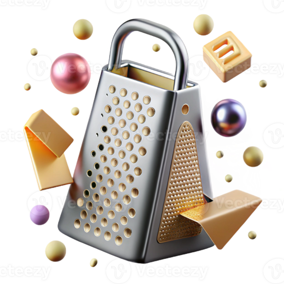 wonderful creative Cheese Grater Metal Handle Cutout for Culinary Projects detailed png