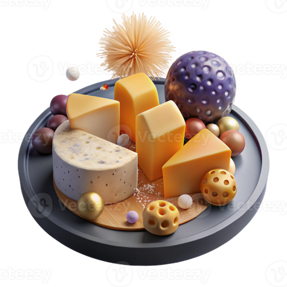 wonderful modern Cheese Platter Variety Selection Isolated Gourmet Food Blog professional png