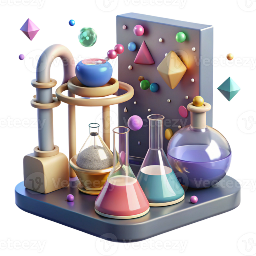 vibrant creative Chemical Reaction Experiment Setup Isolated for Chemistry Demonstration exclusive png