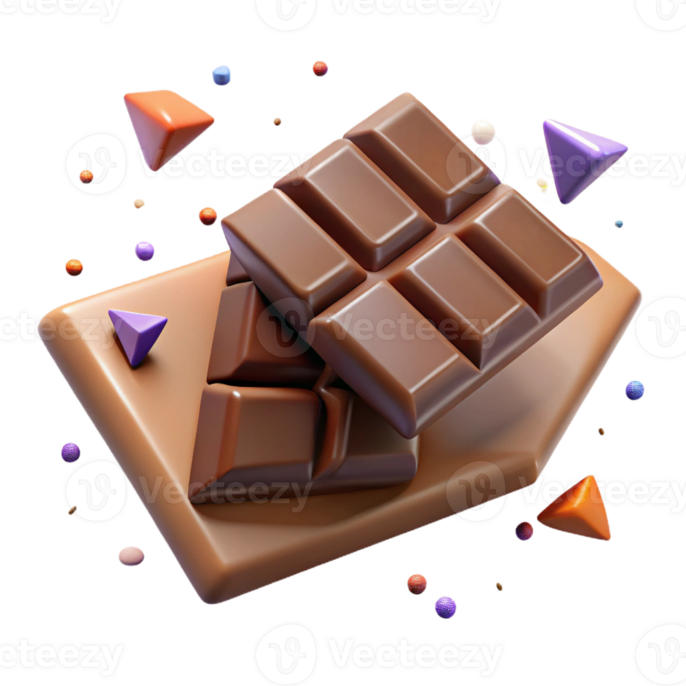 elegant abstract Chocolate Bar Broken Pieces Cutout for Candy Promotions premium png