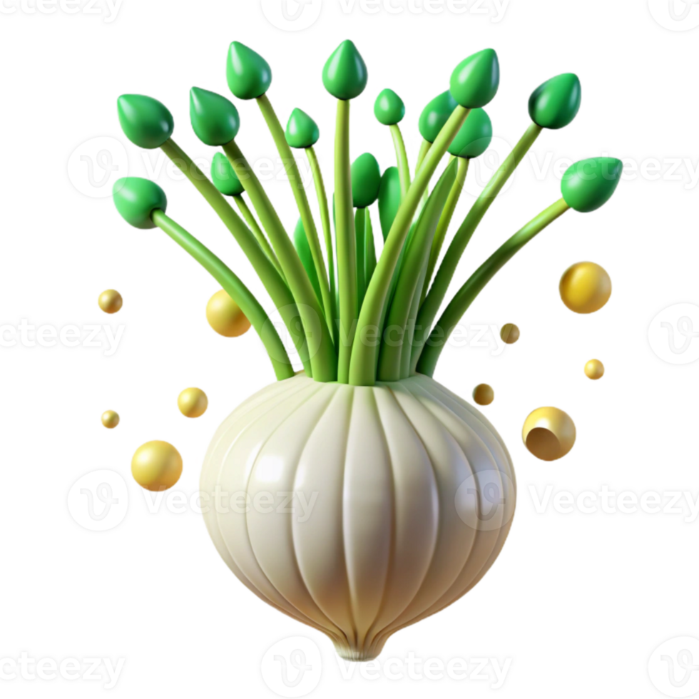 magnificent minimalist Chive Green Stem Texture Onion Family Herb Isolated professional png