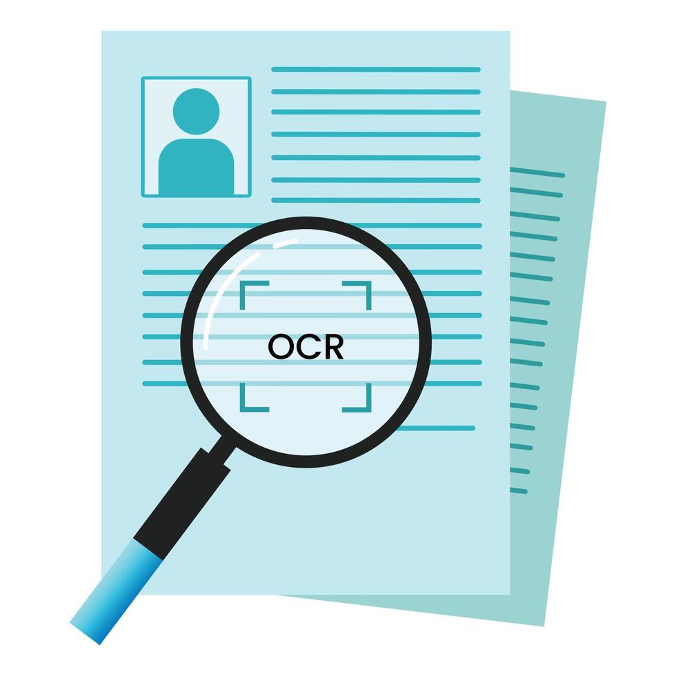 OCR Magnifying Glass Document Scan Banner Illustration vector
