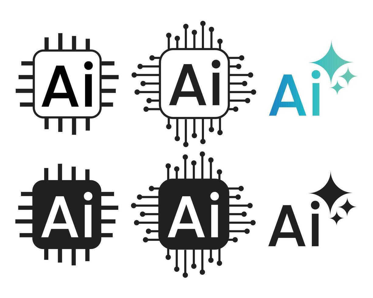 Artificial intelligence AI processor chip icon symbol. AI system icon illustration . stock . illustration. eps 10. vector