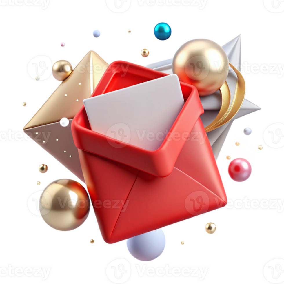 elegant abstract Christmas Card Blank Red Envelope Transparent Background original png