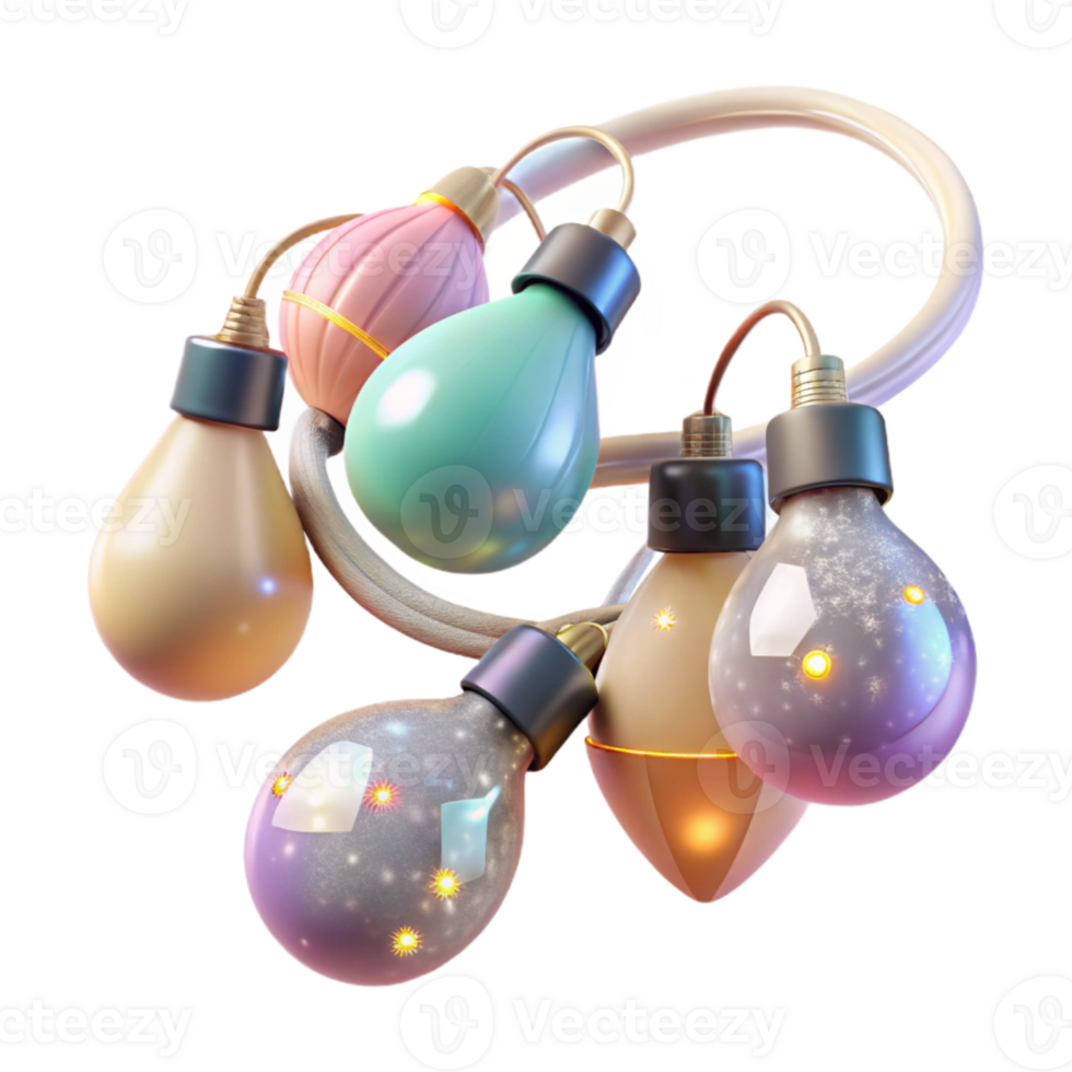 serene contemporary Christmas Lights String Bulbs Transparent premium png