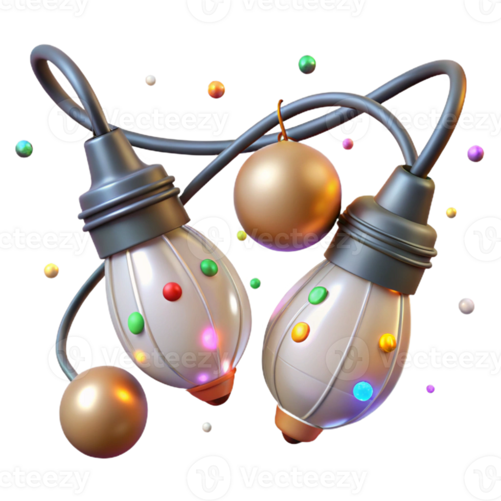 impressive modern Christmas Lights String Bulbs Transparent detailed png