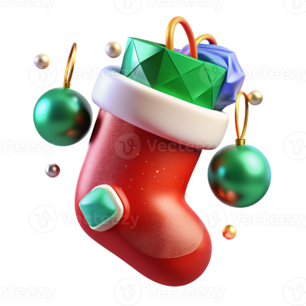 magnificent creative Christmas Stocking Red Green Isolated for Web Design professional png