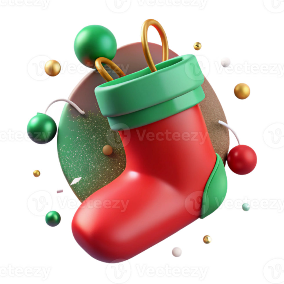 dramatic contemporary Christmas Stocking Red Green Isolated for Web Design professional png