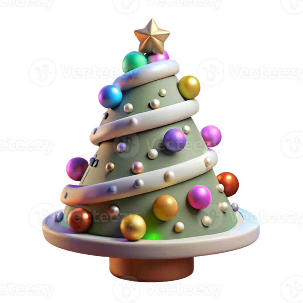 extraordinary modern Christmas Tree Decorated Lights Ornaments Cutout for Festive Display original png