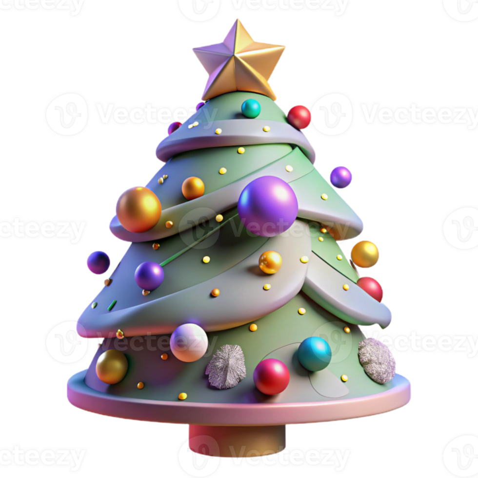 serene contemporary Christmas Tree Decorated Lights Ornaments Cutout for Festive Display genuine png