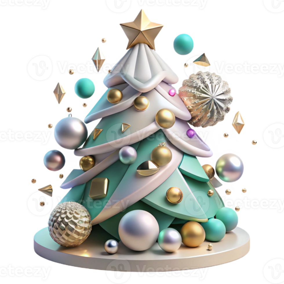 elegant artistic Christmas Tree Decorated Cutout for Holiday Homes authentic png