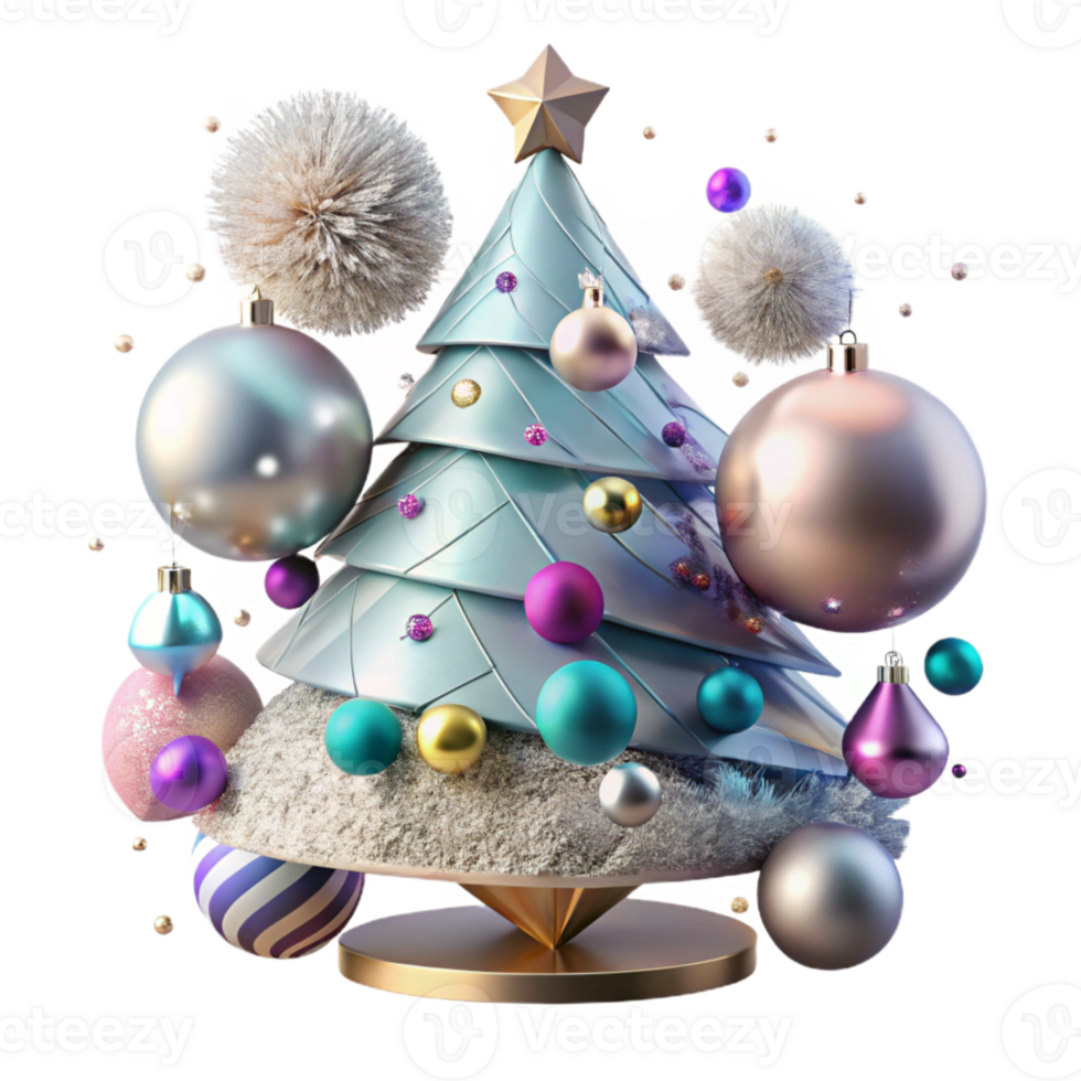 wonderful classic Christmas Tree Decorated Ornaments Lights Transparent authentic png