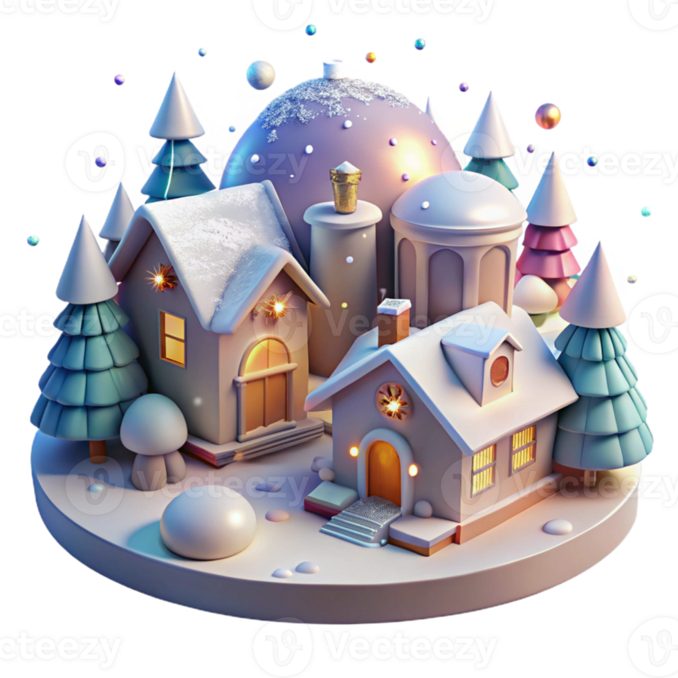 magnificent artistic Christmas Village Snow Covered Houses Transparent for Holiday Scene high resolution png