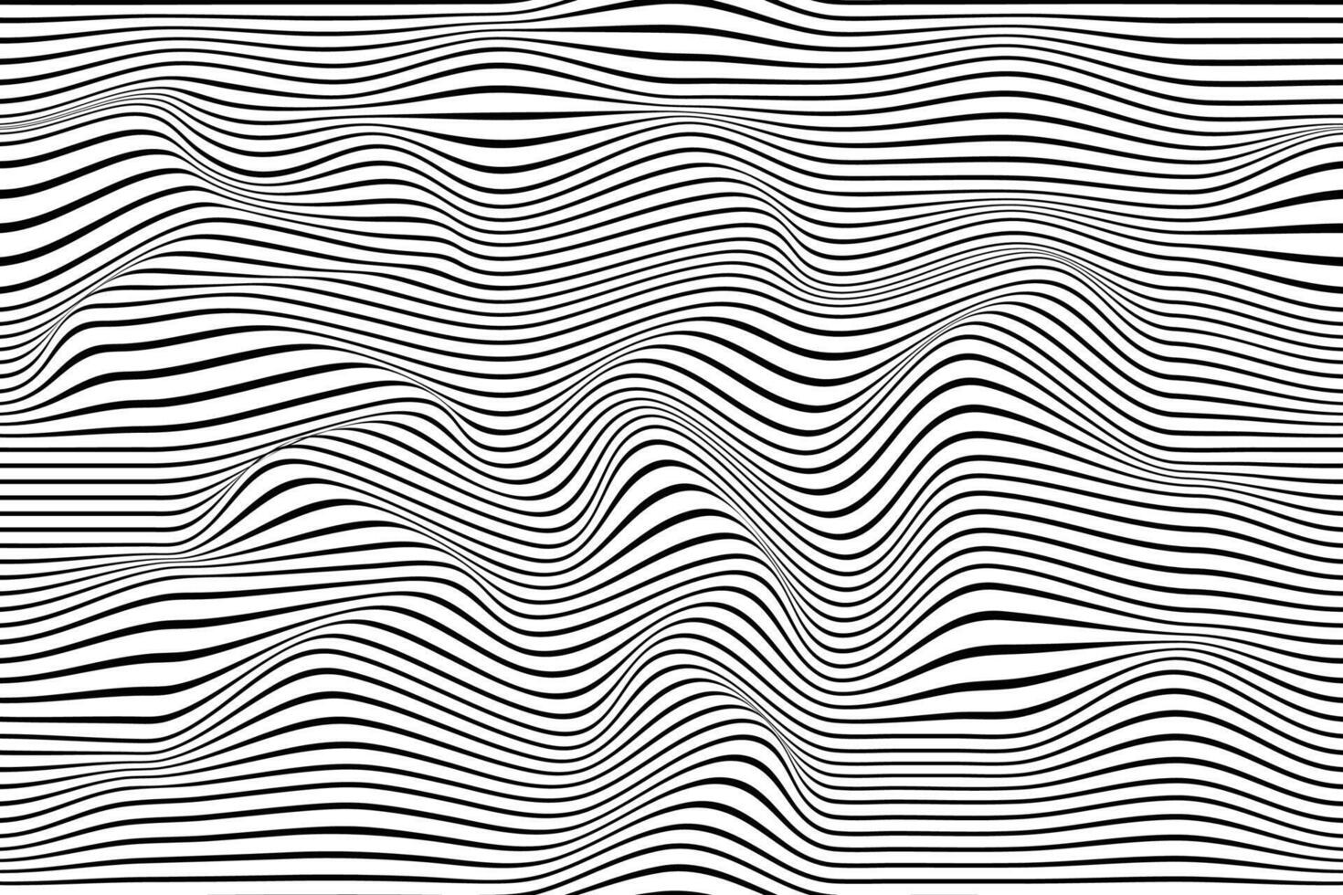 Abstract background of waves. 3D optical illusion, line art vector