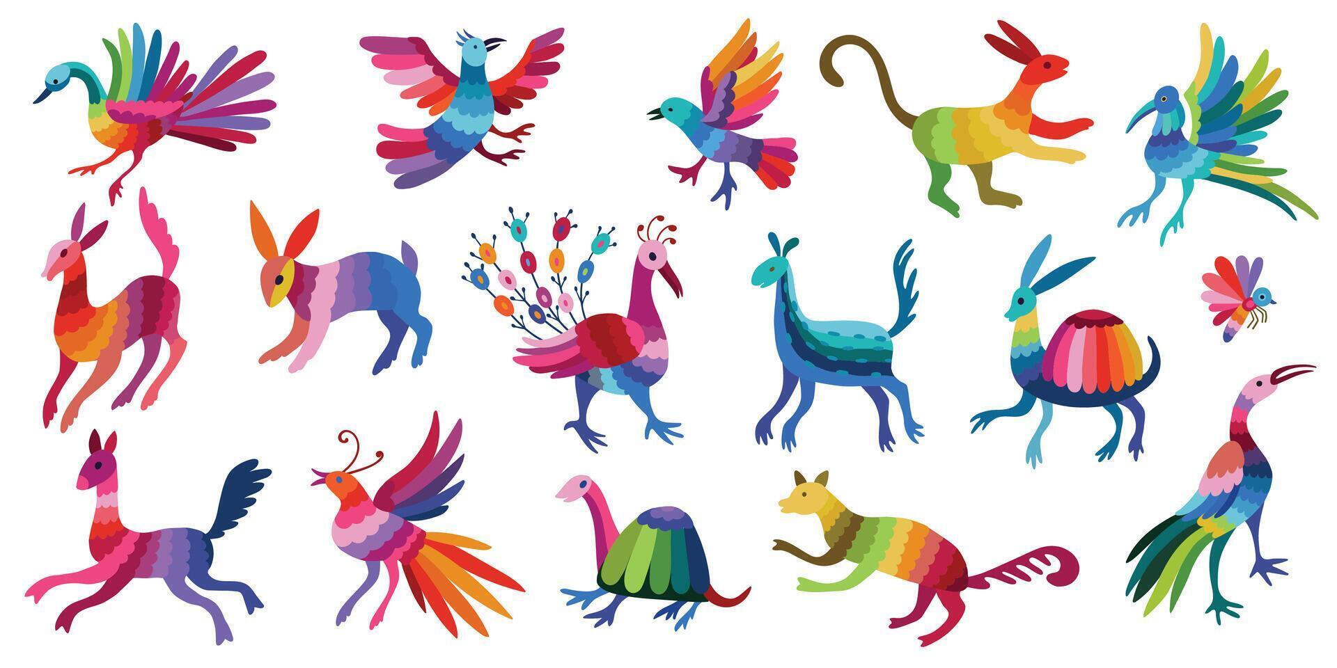 Mexican Otomi embroidery elements. coloring page vector