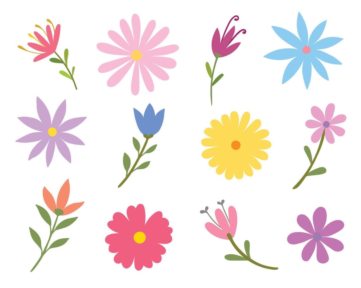 Colorful set of flowers. abstract flowers background. style for banners, wallpaper, posters, websites, online shopping. illustration design and creative idea vector