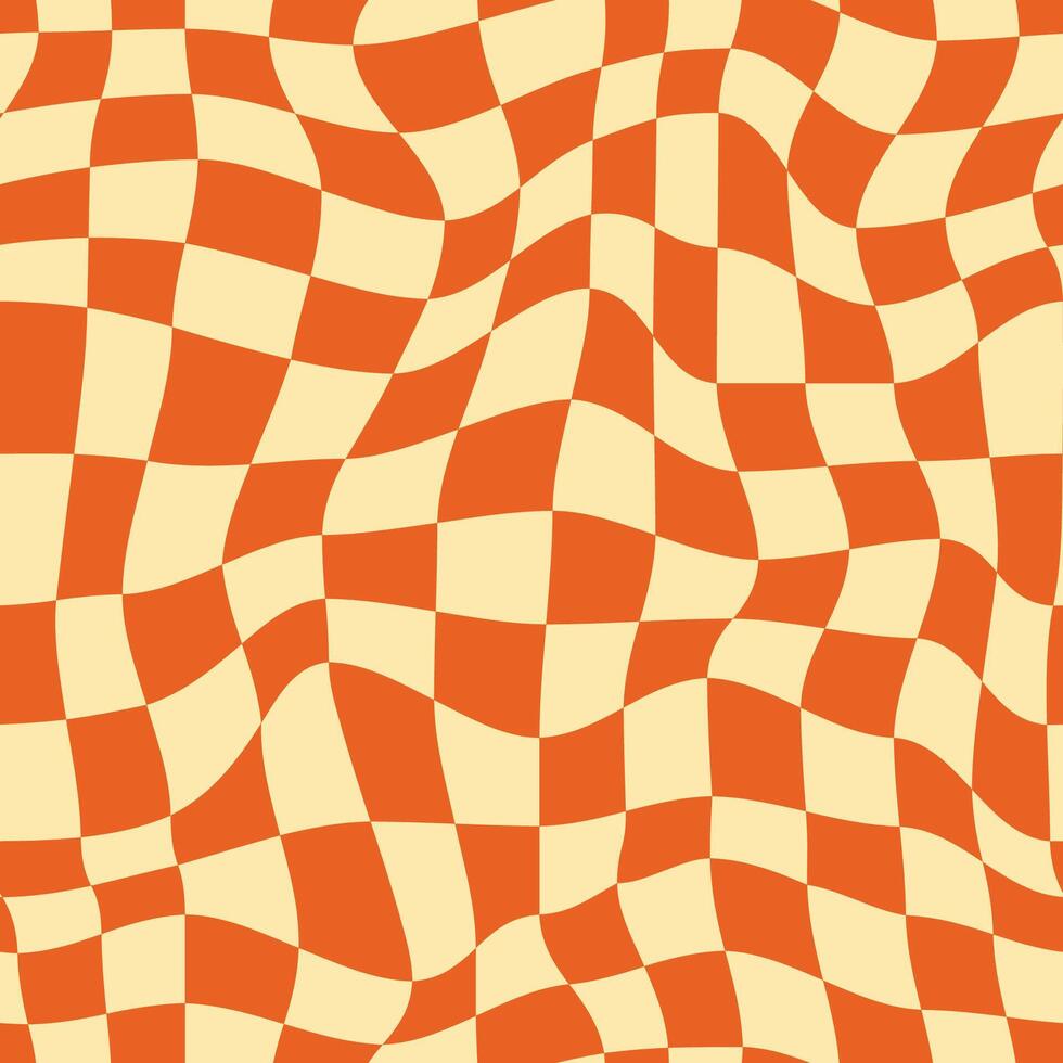 Retro Groovy Wavy Psychedelic Checkerboard Check Y2K vector