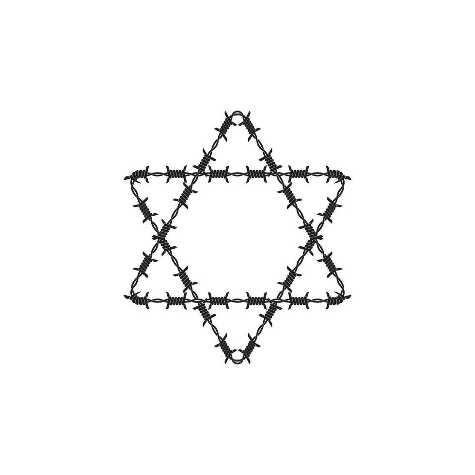 A barbed wire star of david on a white background vector