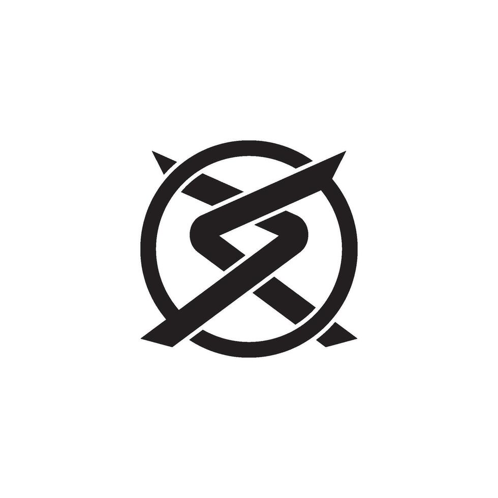 A black and white logo with a cross in it vector