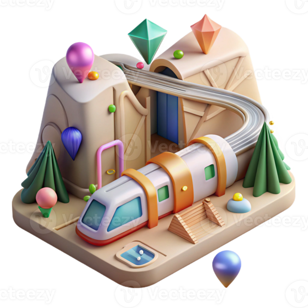 beautiful abstract Subway Map with Landmarks Cutout for City Orientation high quality png