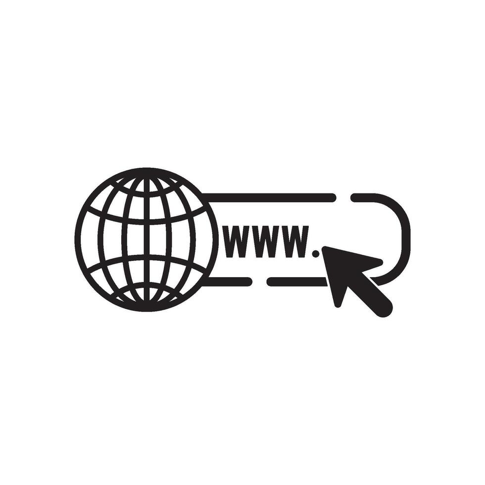 The internet is shown with a globe and an arrow vector