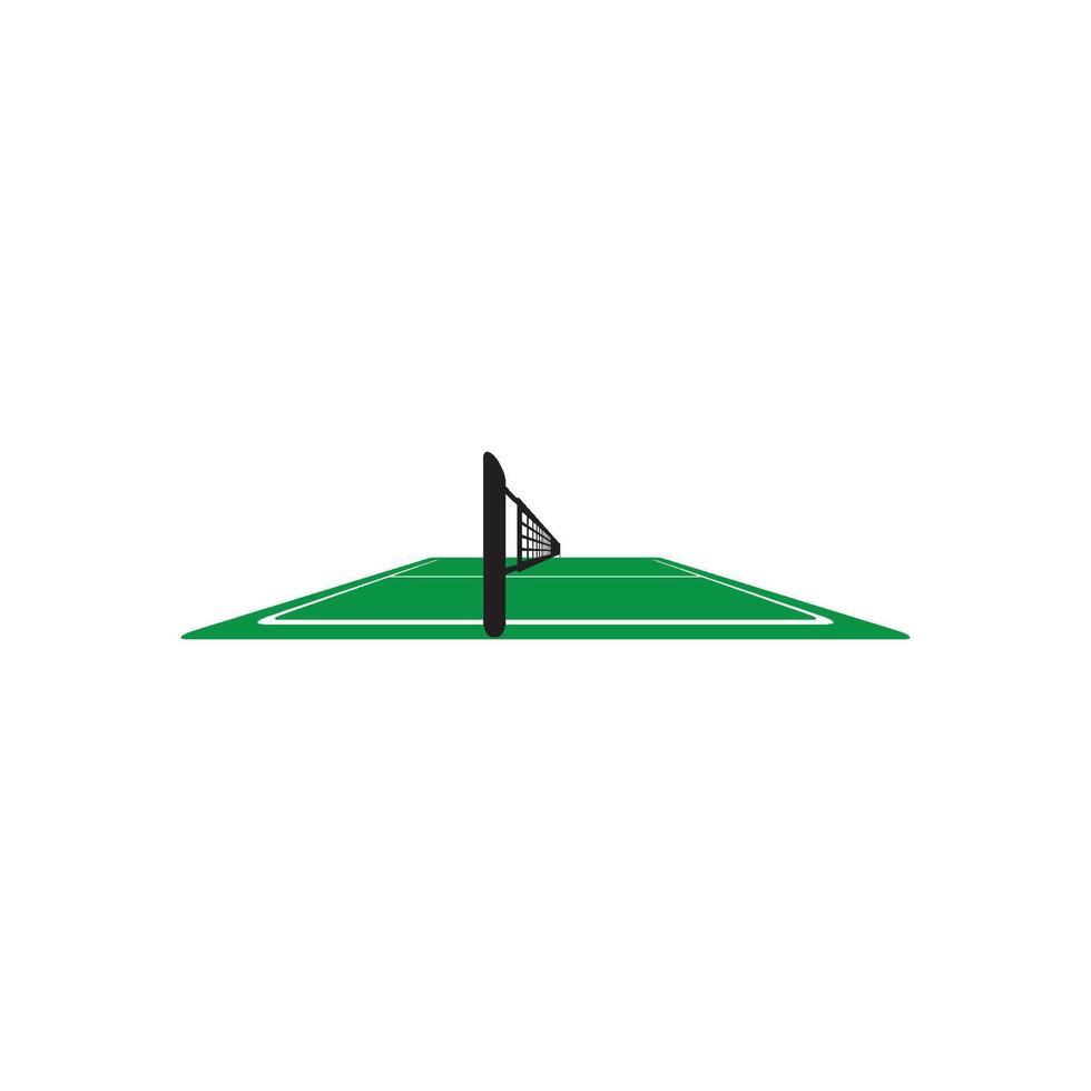 A green field with a net and a ball vector