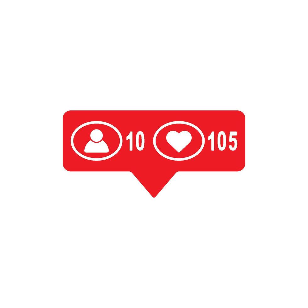 A red speech bubble with the words love and heart vector