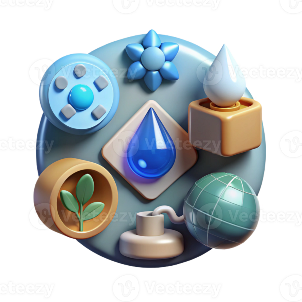 magnificent abstract Water Conservation Tips Infographic Icons Cutout for Educational Resources high quality png