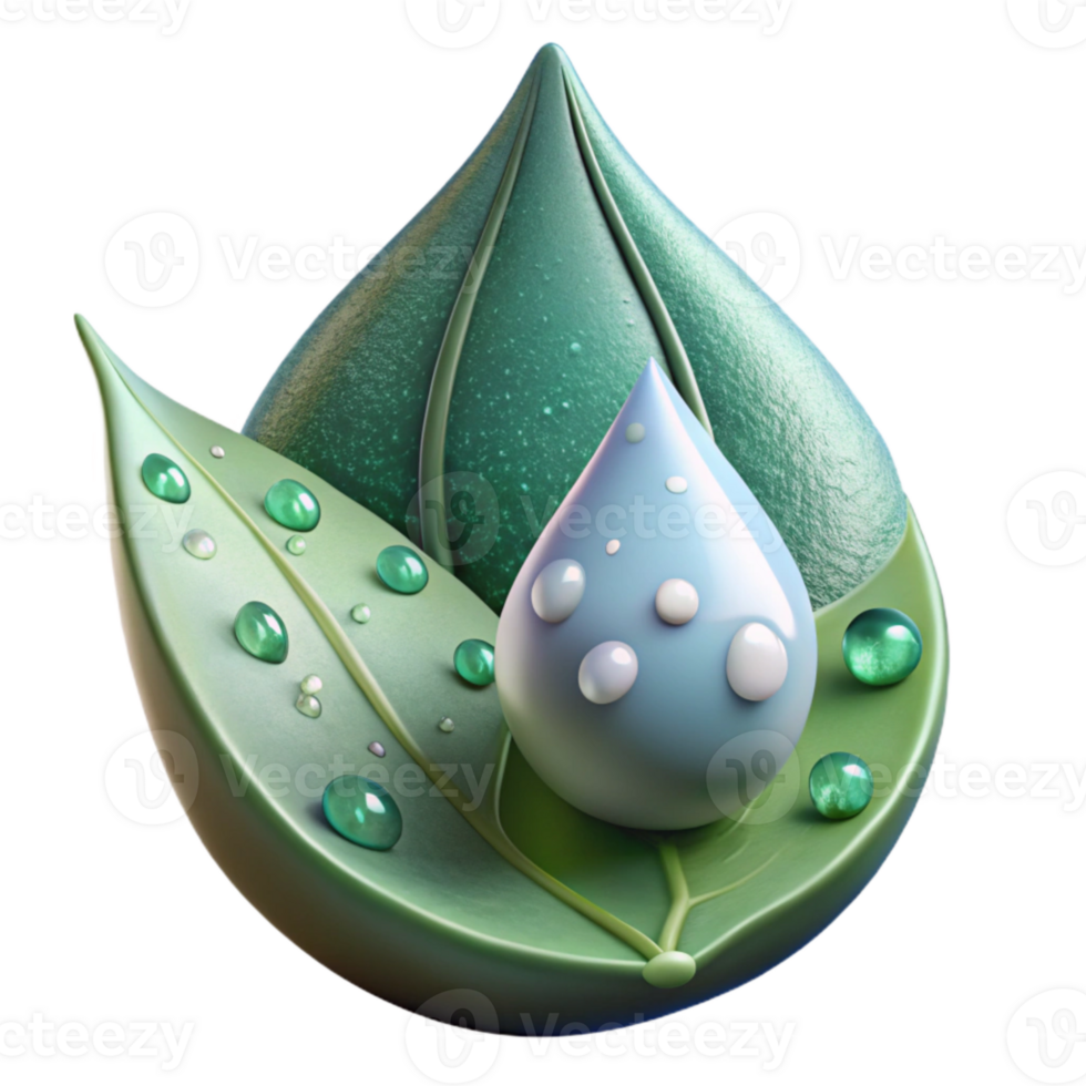 dramatic minimalist Water Droplet on Leaf Macro Cutout for Botanical Projects png