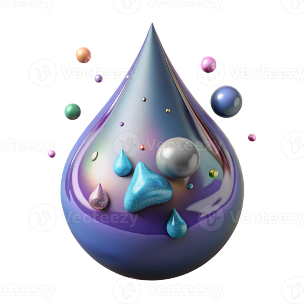 impressive classic Water Drop Realistic 3d Render Cutout for Product Visualization professional png