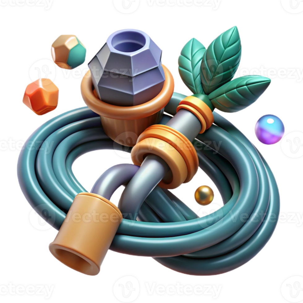 impressive artistic Water Hose Gardening Tool Equipment Cutout for Landscaping Projects original png