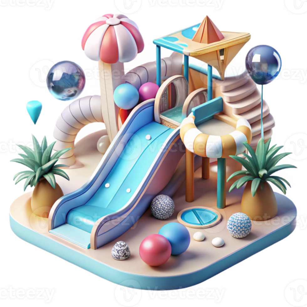 stunning minimalist Water Park Slides Fun Recreation Transparent for Family Vacations premium png