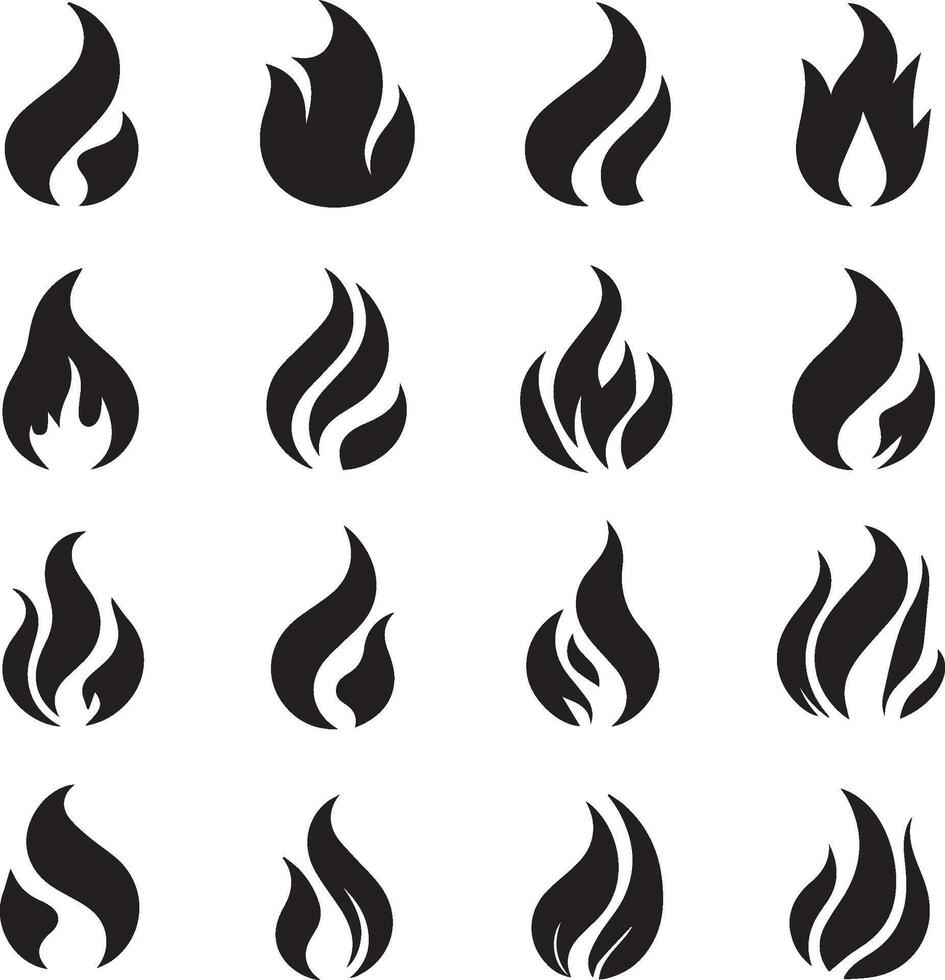 Fire icon set. Fire flame symbols. Flame icon collections. fireball and flame illustration icon set. vector