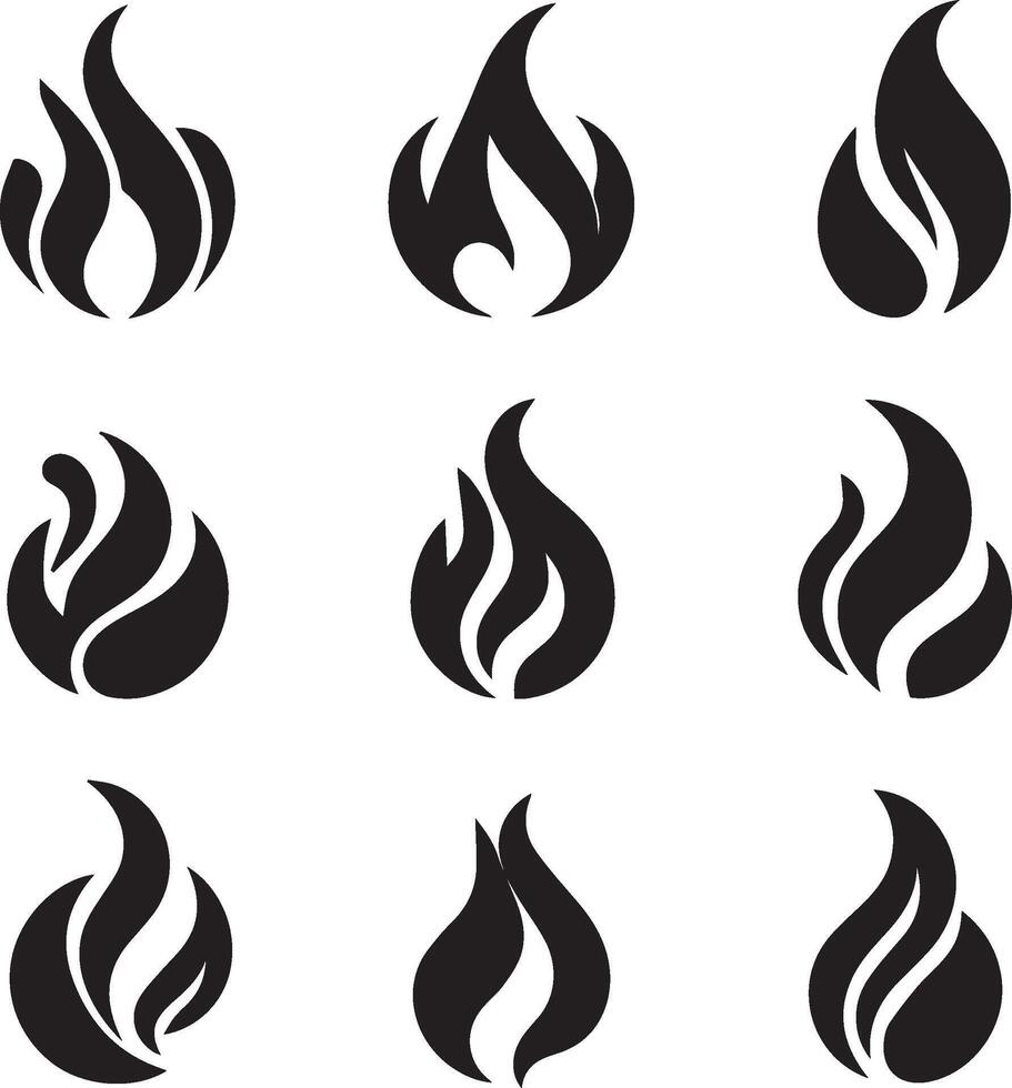 Fire icon set. Fire flame symbol. Flame icon collections vector