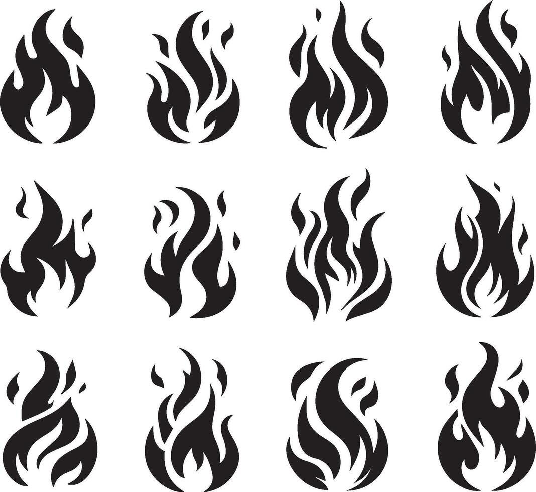 Fire icon set. Fire flame symbol. Flame icon collection. fireball and flame illustrations icon set. vector