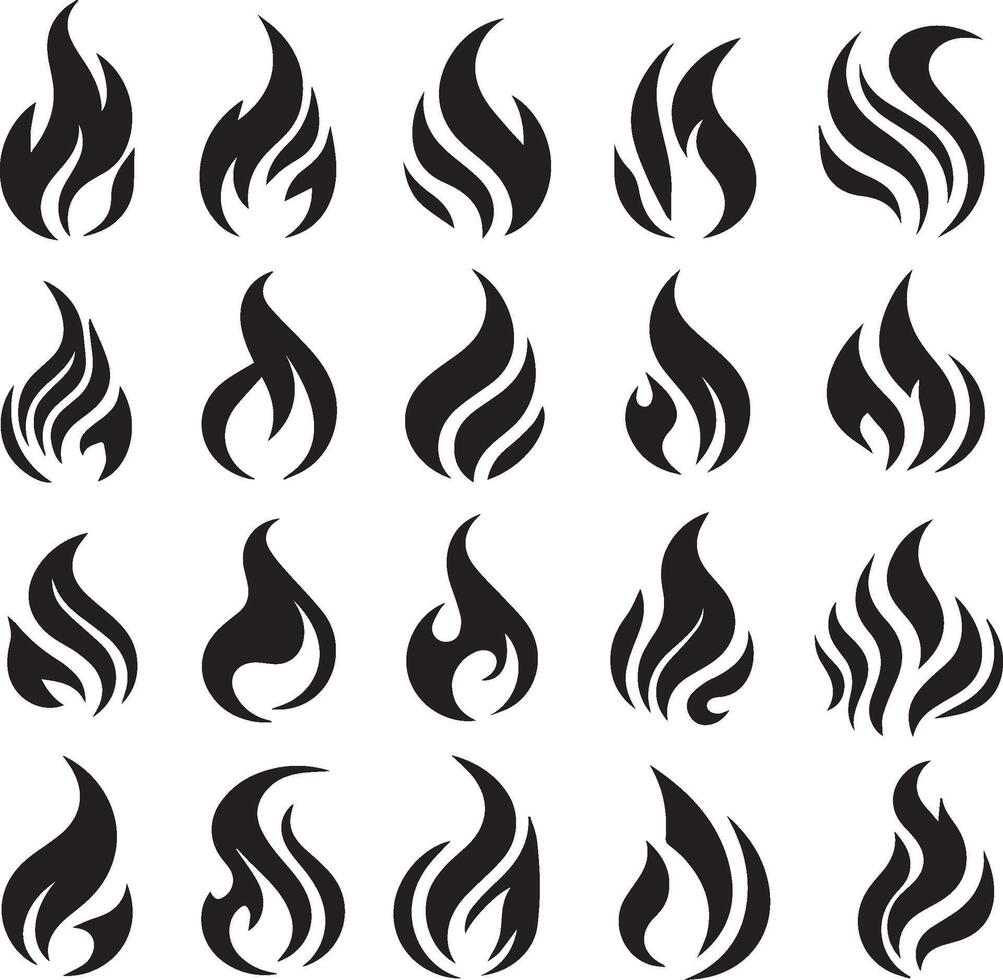 Fire icon set. Fire flame symbol. Flame icon collection. fireball and flame illustration icons set. vector