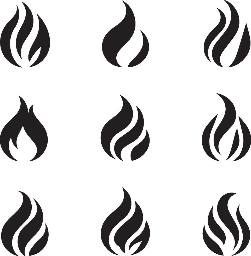 Fire icon set. Fire flame symbol. Flame icons collections. fireball and flame illustration icon set. vector
