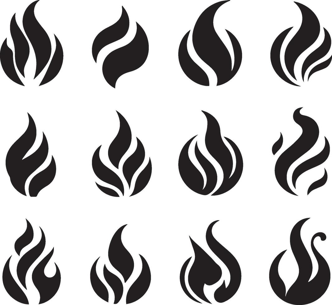 Fire icon set. Fire flame symbol. Flame icon collections. fireball and flame illustration icon set. vector