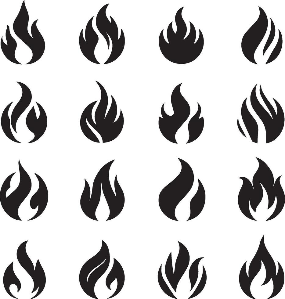 Fire icon sets. Fire flame symbols. Flame icon collection. fireball and flame illustration icon set. vector