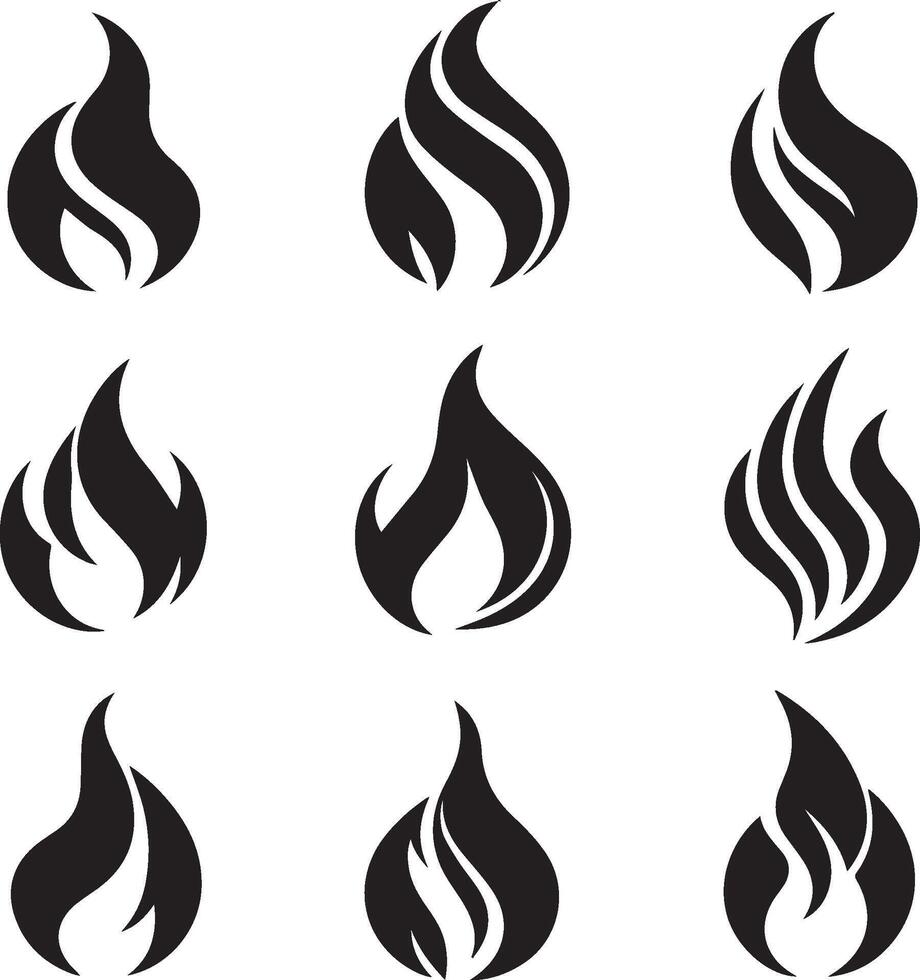 Fire icon set. Fire flame symbol. Flame icon collection. fireball and flame illustration icon sets. vector